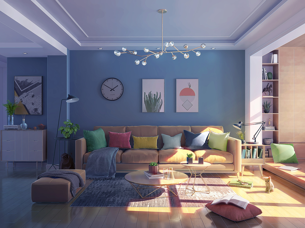 客厅 白天室内场景（图ZMjcyMjI1OTky） - 游戏原画 - 站酷设计师王元一原创素材 - 站酷ZCOOL