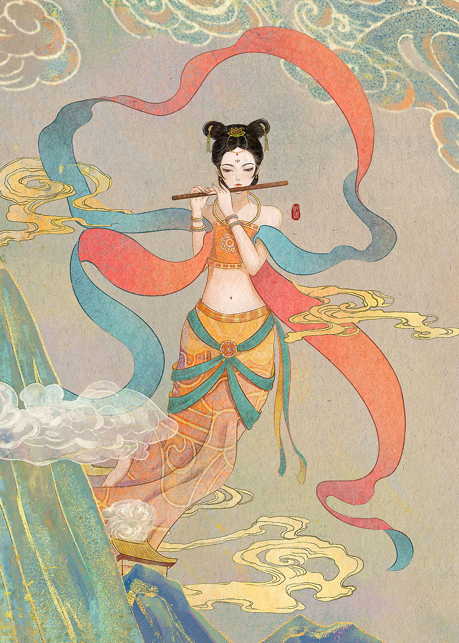 敦煌·伎乐飞天（图ZMjExODkwMjQ0） - 创作习作 - 站酷设计师阿漾漾原创素材 - 站酷ZCOOL
