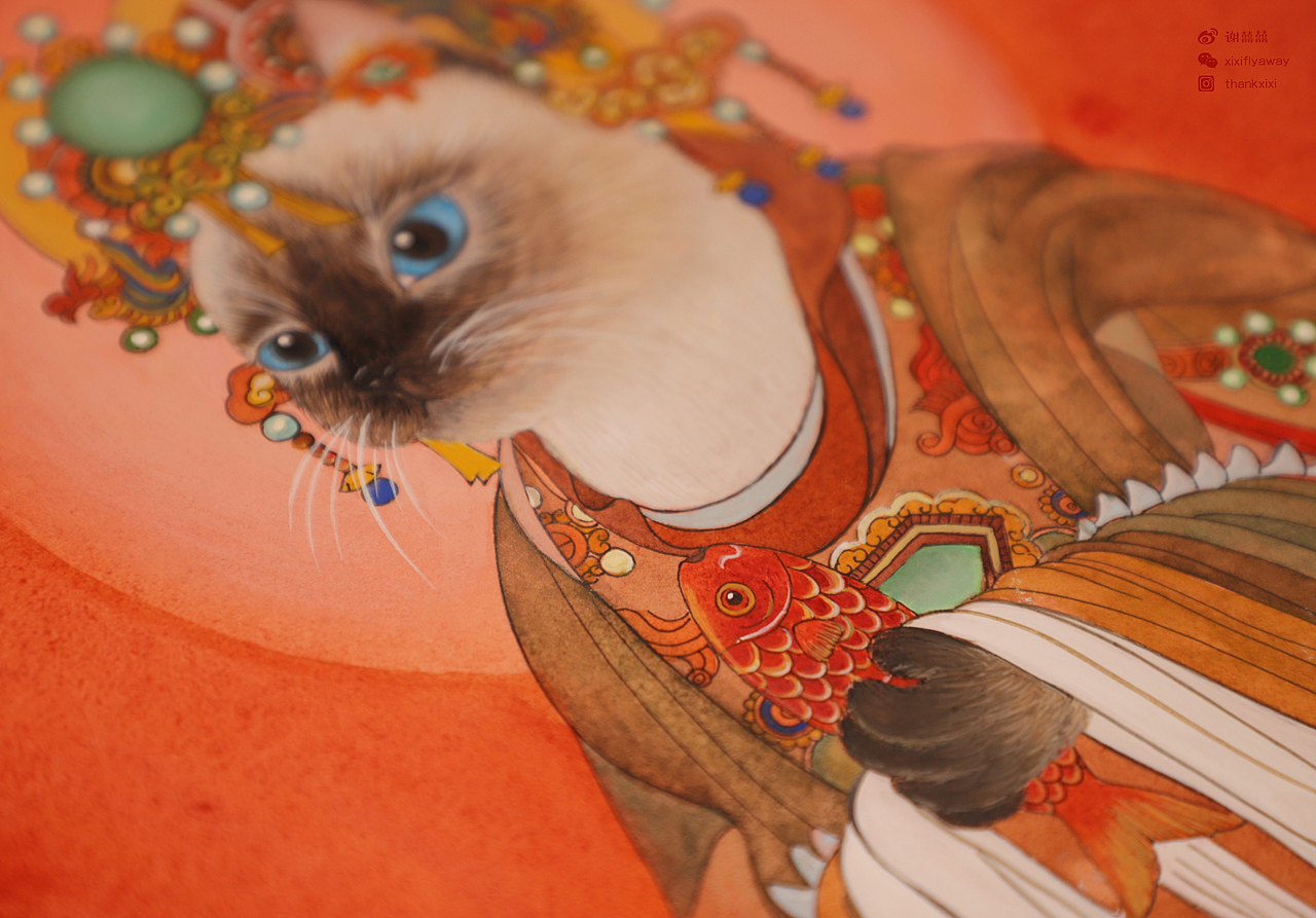 囍囍画画 之 猫门神