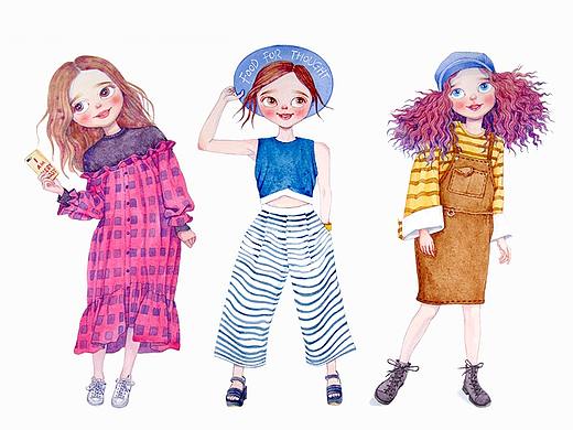 少女水彩插画