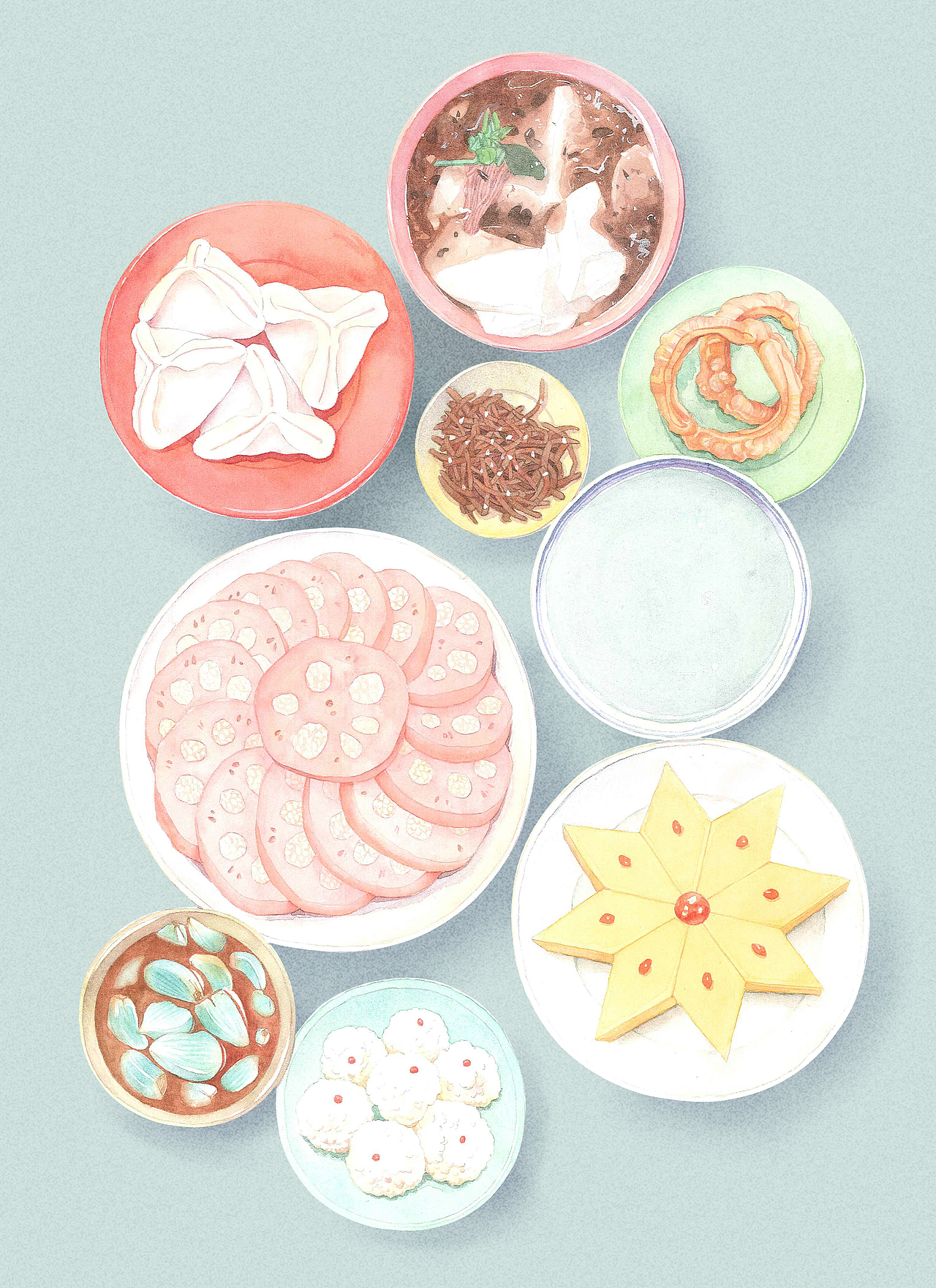 水彩文学插图——《北京小吃》#青春答卷2017#|插画|创作习作|船船巛