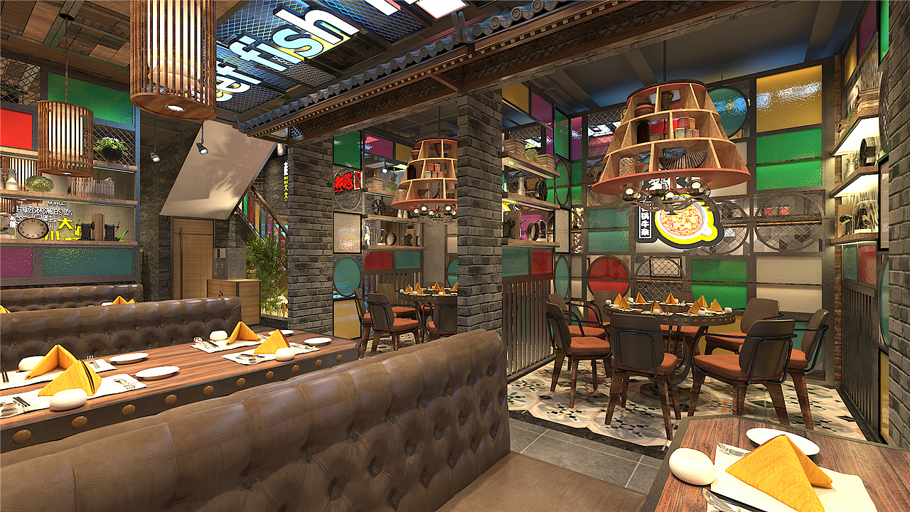 烤肉餐厅装修|烧烤店设计效果图|烧烤店的装修（图ZMTg4ODY4MTM2） - 家装设计 - 站酷设计师品牌设计唐老师原创素材 - 站酷ZCOOL