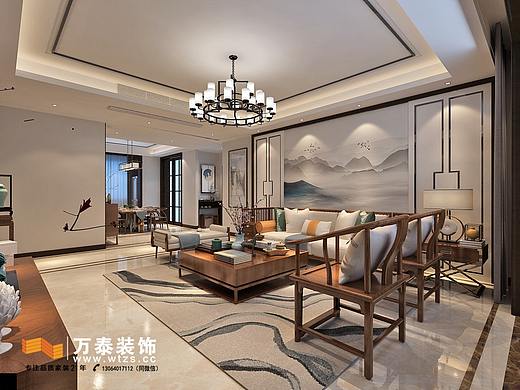 中铁诺德名府160中式风格装修设计丨万泰装饰室内设计