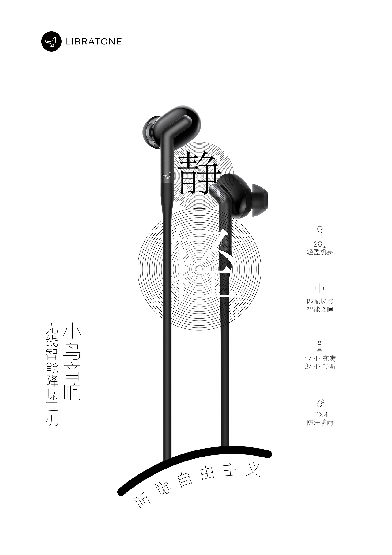 小鸟音响 无线智能降噪耳机海报