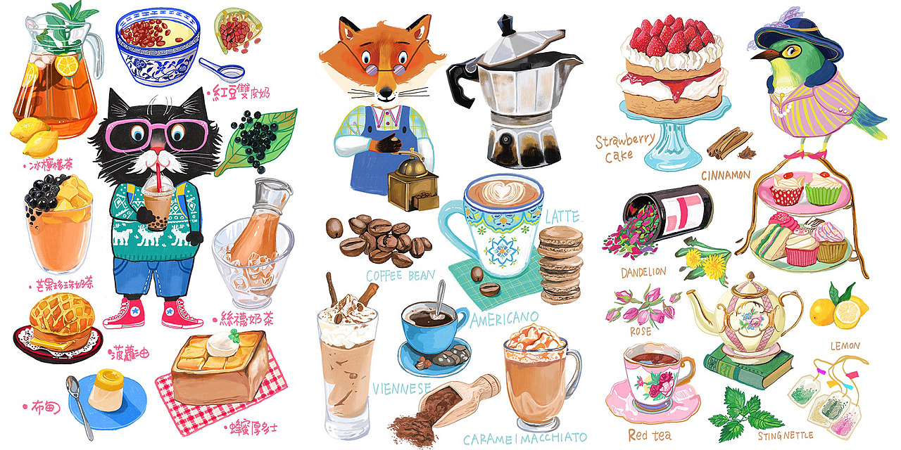大家都喜欢喝的饮料 大合照！（图ZNDM3MDk5NzI=） - 商业插画 - 站酷设计师vivien_zxw原创素材 - 站酷ZCOOL