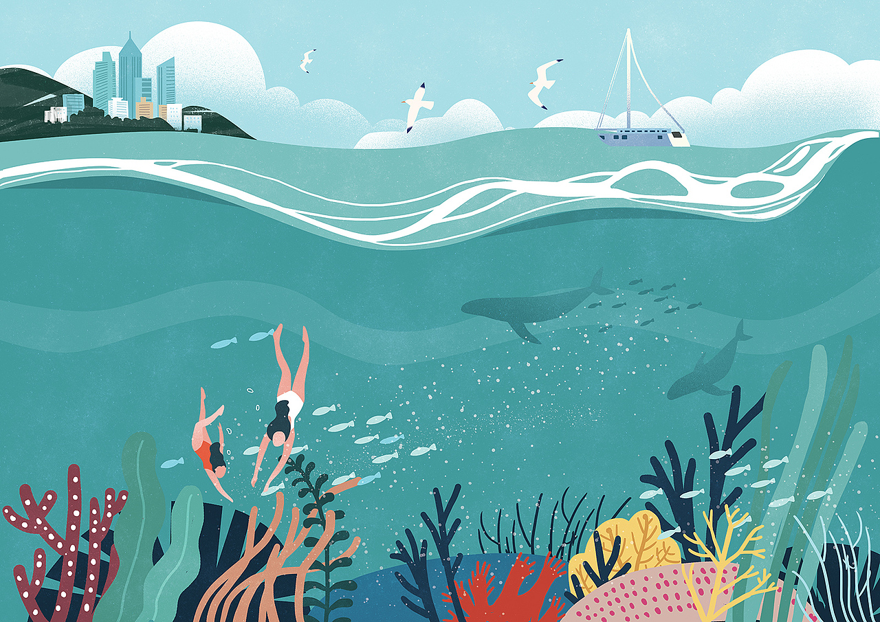 地铁旅游卡册插画