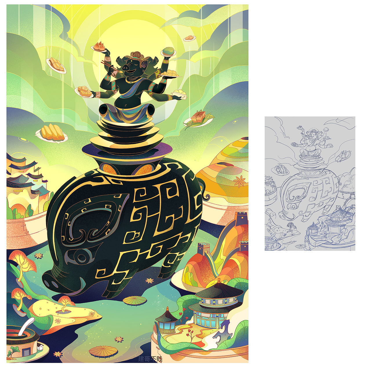 十二生肖(图ZMjI1MDcxMzAw) - 新锐潮流插画 - 站酷设计师JJJJ建哥原创素材 - 站酷ZCOOL