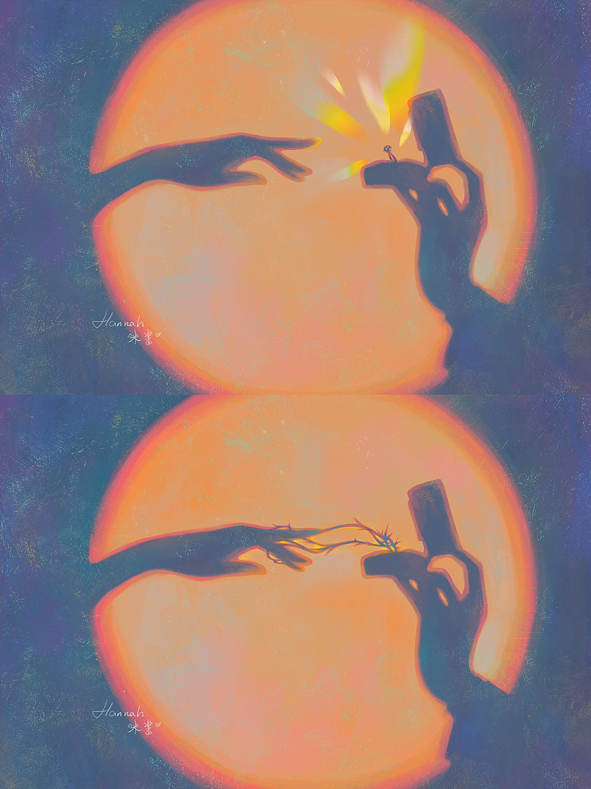 细思极恐的『爱情倒影』系列插画