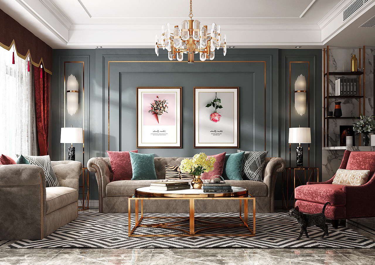 美式客餐厅（图ZMTY0MDg4ODA0） - 家装设计 - 站酷设计师1992效果图0原创素材 - 站酷ZCOOL