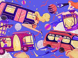 【插画】一人一车一城