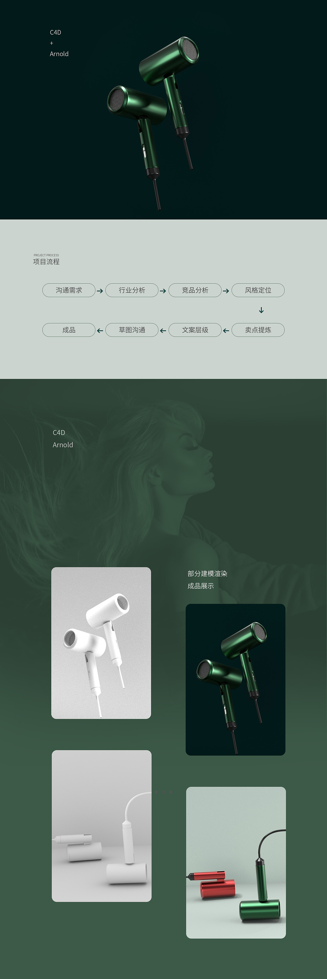 吹风机详情页/C4D产品建模渲染/淘宝天猫洗护电商合作（图ZMjk1NzkwMTky） - 海报 - 站酷设计师寒蜂bee原创素材 - 站酷ZCOOL