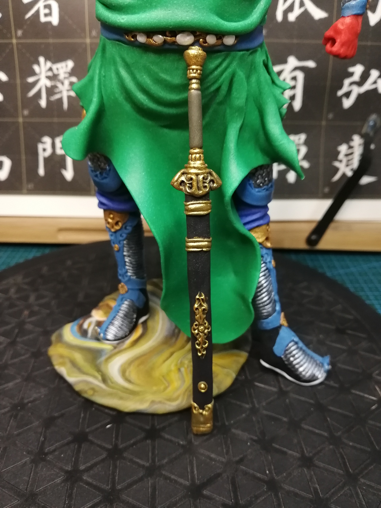 塑新斋潘纪坤彩塑陶公仔粘土关羽手办