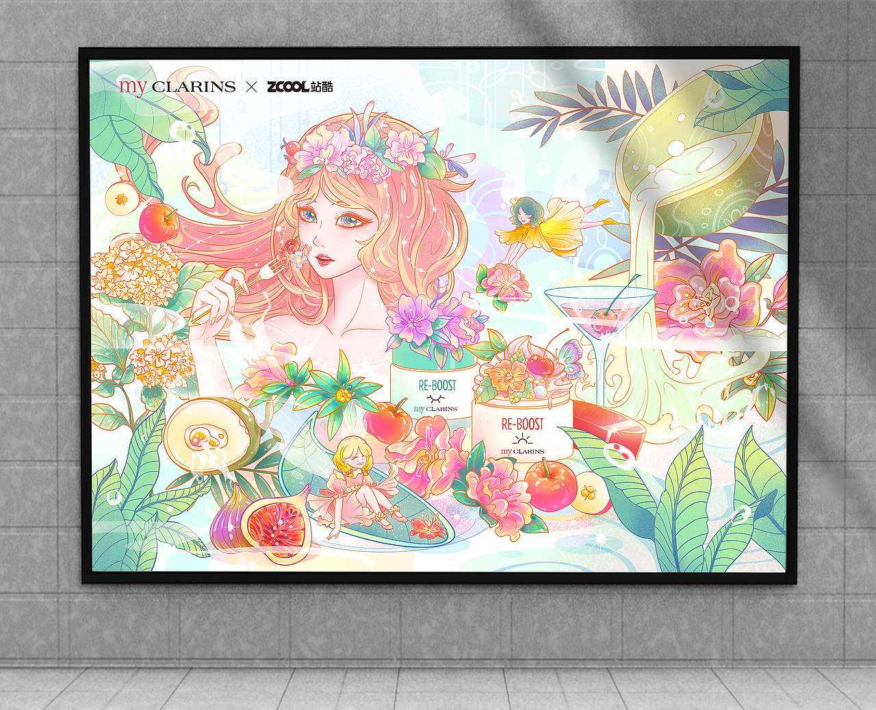 「my CLARINS尋找天然好食肌」-- 花神的夢幻盛宴（圖ZMjk4MTE0MjUy） - 海報 - 站酷設(shè)計師月豆Enni原創(chuàng)素材 - 站酷ZCOOL