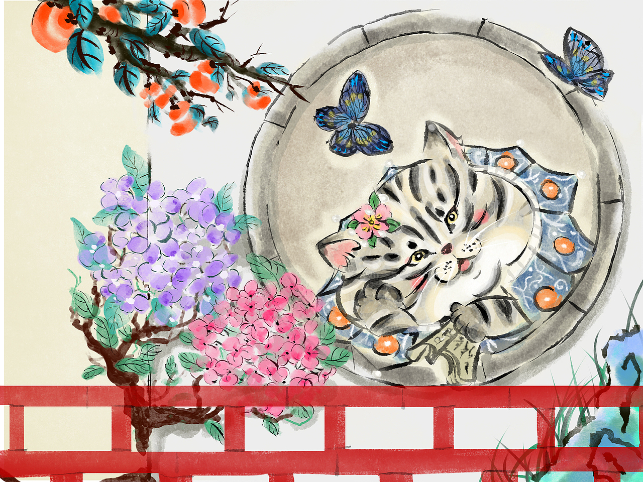 闺猫赏春（图ZMzA0MDIyNzM2） - 创作习作 - 站酷设计师a方小明原创素材 - 站酷ZCOOL