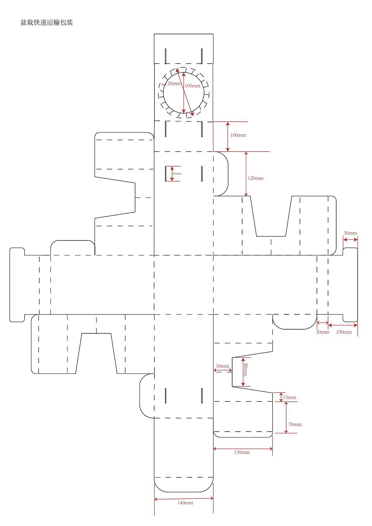 六面缓冲中型盆栽快递包装箱