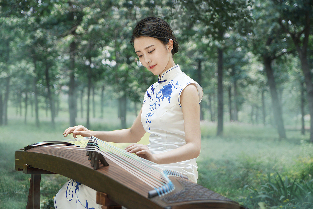 黑檀回纹古筝详情+修图