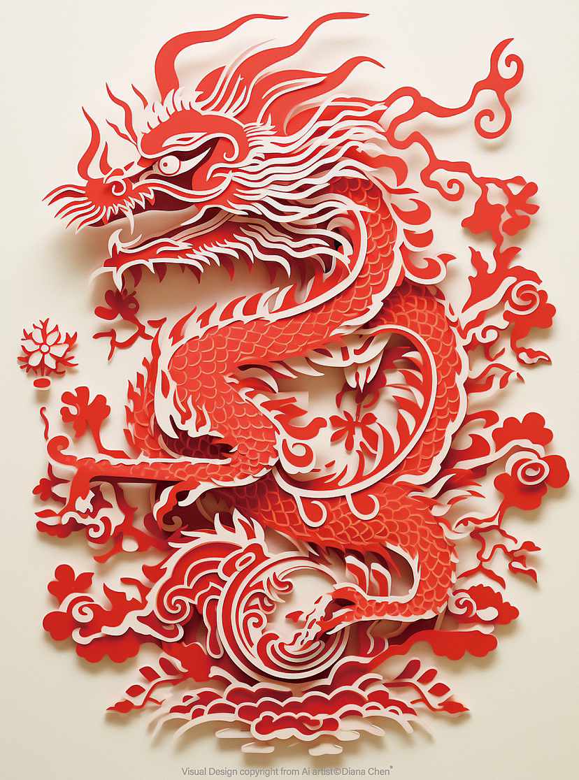 Ai绘画|龙年民俗作品,手工剪纸窗花艺术🐲