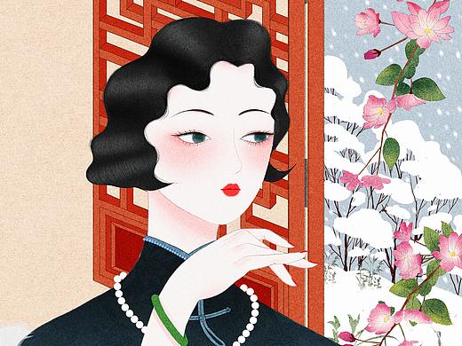 包装插画-民国女郎