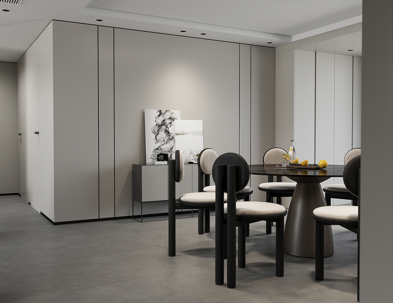 现代黑白灰客餐厅