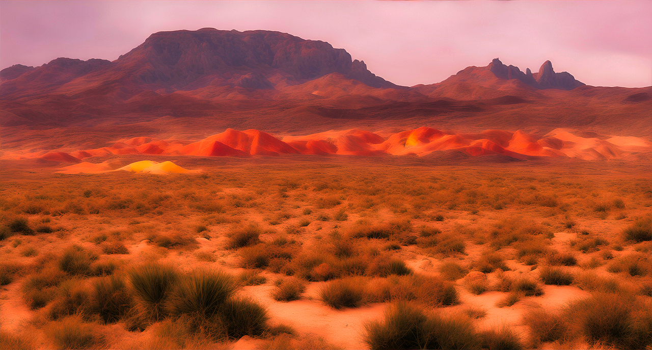 夕阳下美丽的戈壁沙漠