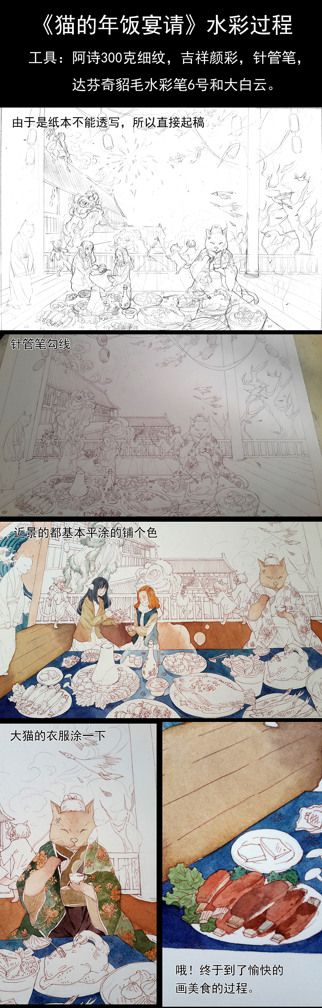 猫的年饭宴请（图ZMjEzMDM1NDQ=） - 商业插画 - 站酷设计师正牌梦游兔原创素材 - 站酷ZCOOL