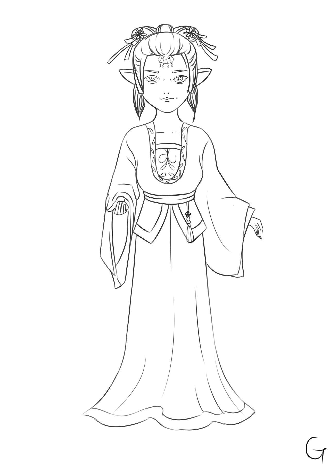 人物设计线稿。