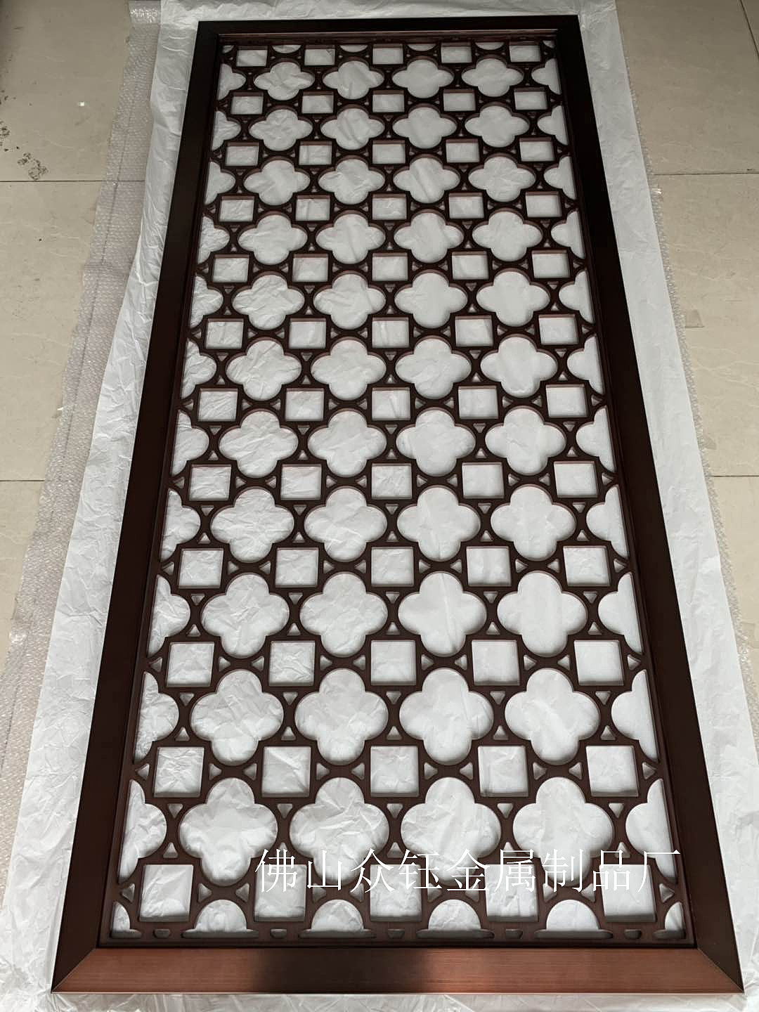 售楼部大堂铝板雕刻镀铜屏风装饰 专业加工厂生产