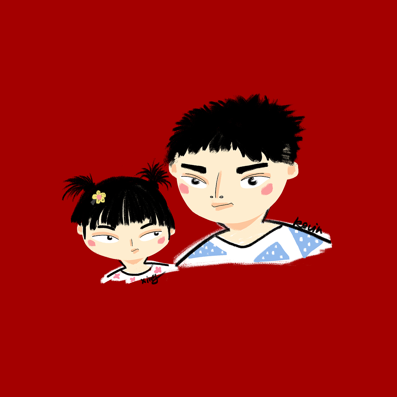 哥哥&妹妹（图ZMTU1ODkzMzQ0） - 创作习作 - 站酷设计师oh_小小安原创素材 - 站酷ZCOOL