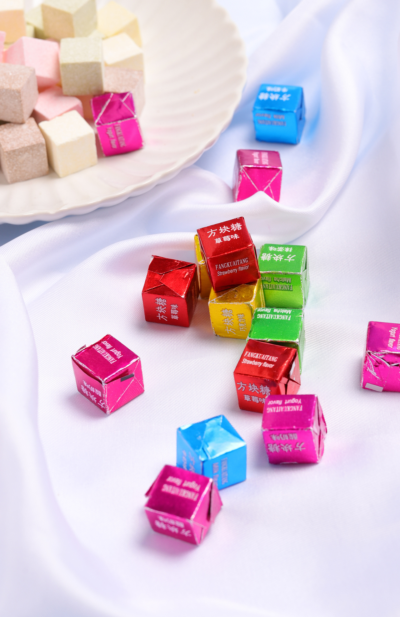 方块糖方糖糖果彩糖彩虹糖硬糖糖果