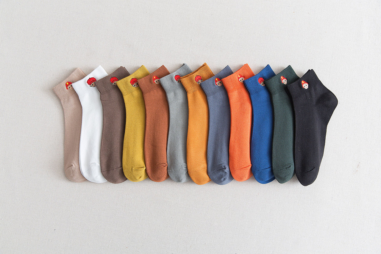 2020春夏男袜短袜刺绣日系袜子