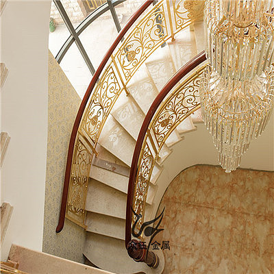 广西横县酒店精雕铝板雕花楼梯护栏众钰