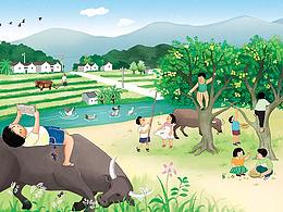 乡村插画素材