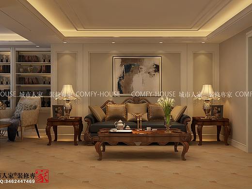 华润仰山280平下沉复式简约美式装修效果图 