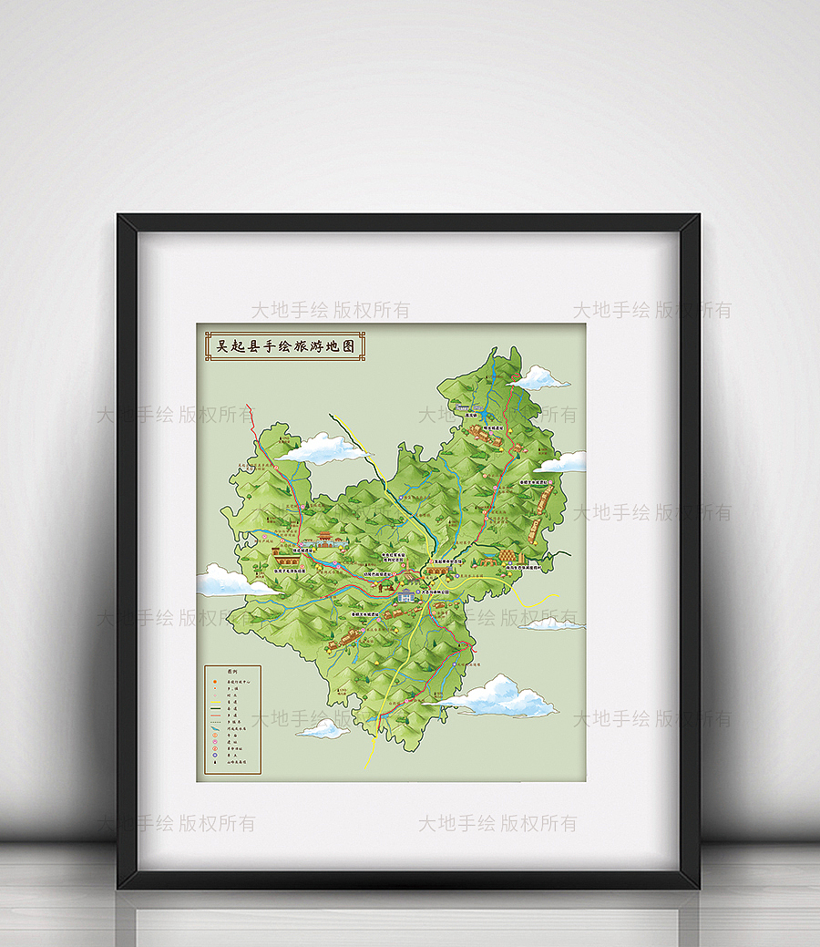 吴起县旅游手绘地图——大地手绘出品