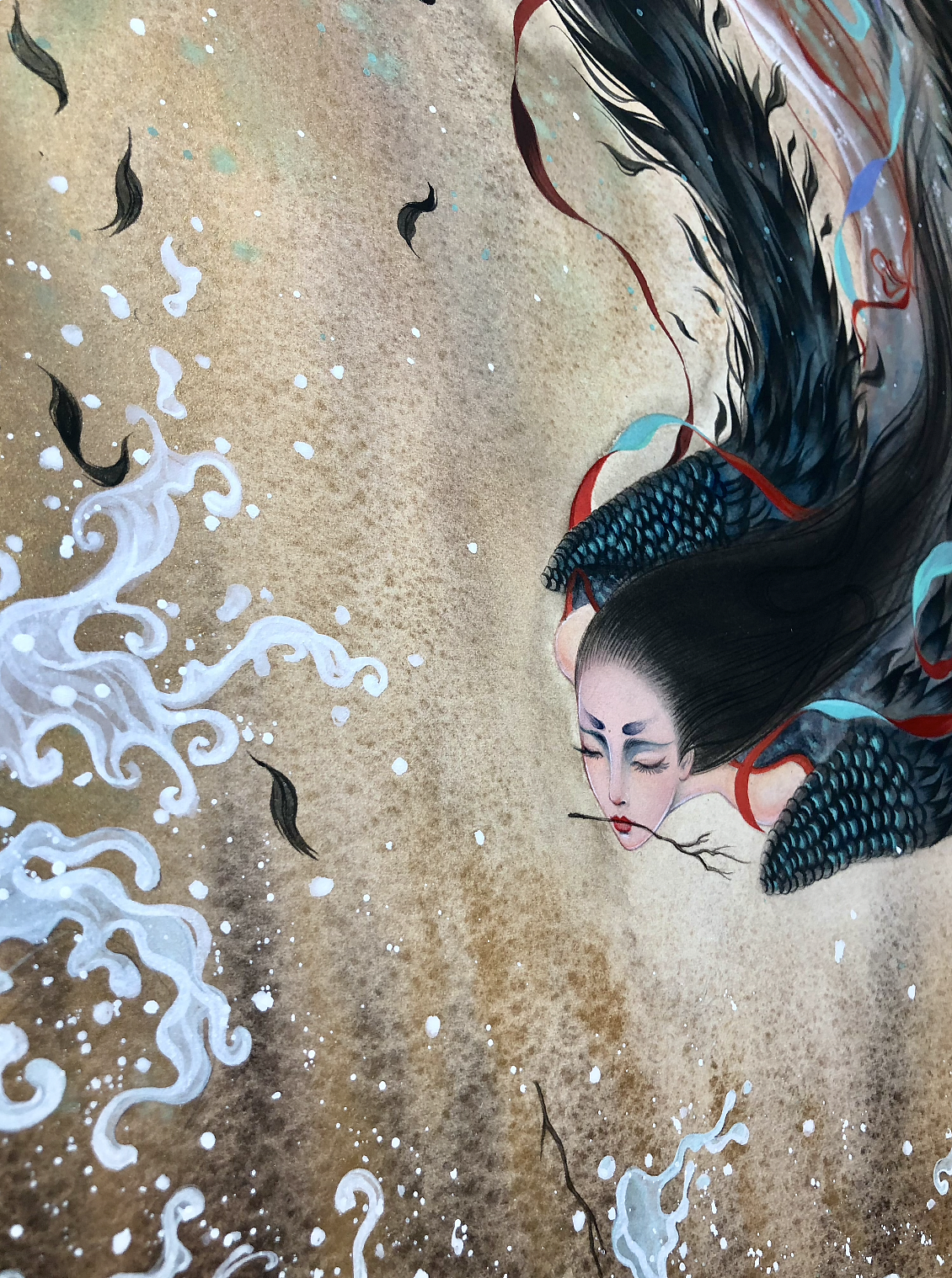 白树原创手绘山海经系列之精卫填海