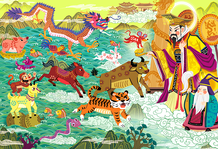 传统故事拼图（图ZMjU5MjE4ODI4） - 商业插画 - 站酷设计师斯丹在画画原创素材 - 站酷ZCOOL