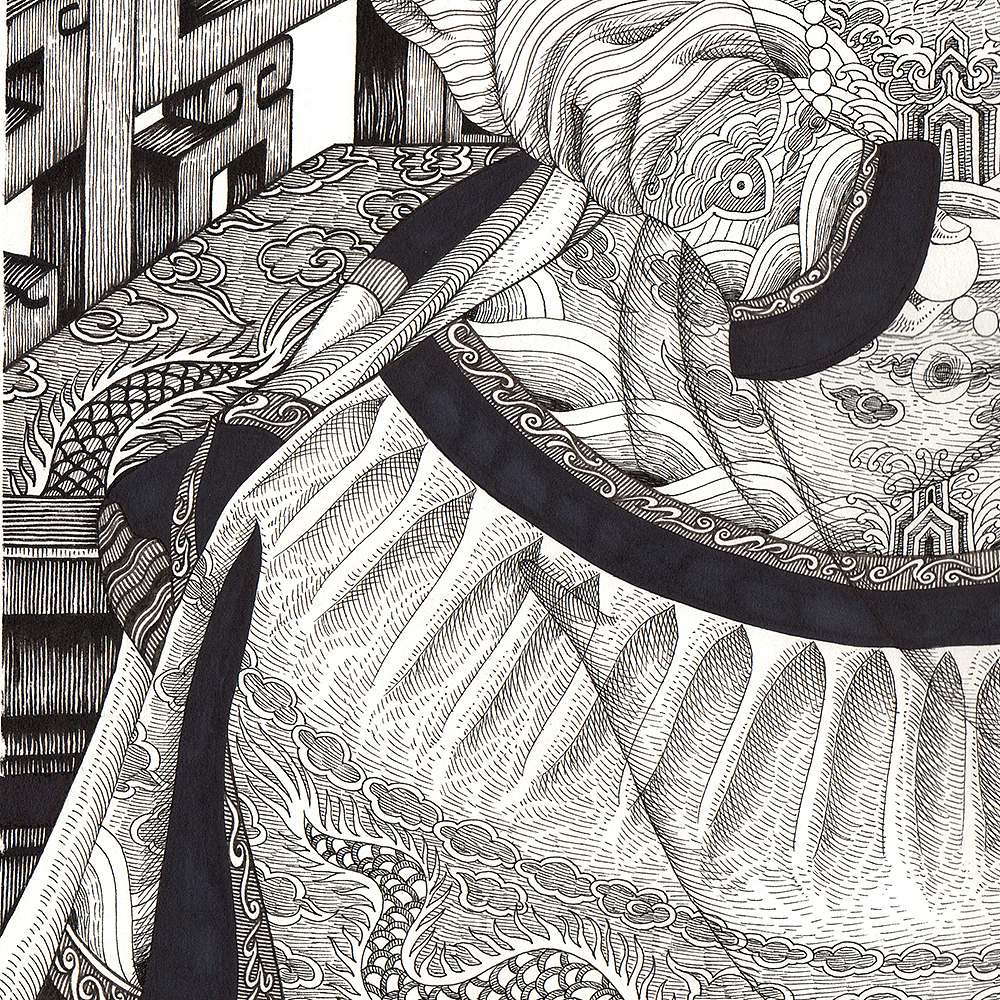 《皇上》对开硬笔画手绘过程（图ZMjI1MzQ3MjA=） - 绘画 - 站酷设计师傅淳强画者之旅原创素材 - 站酷ZCOOL