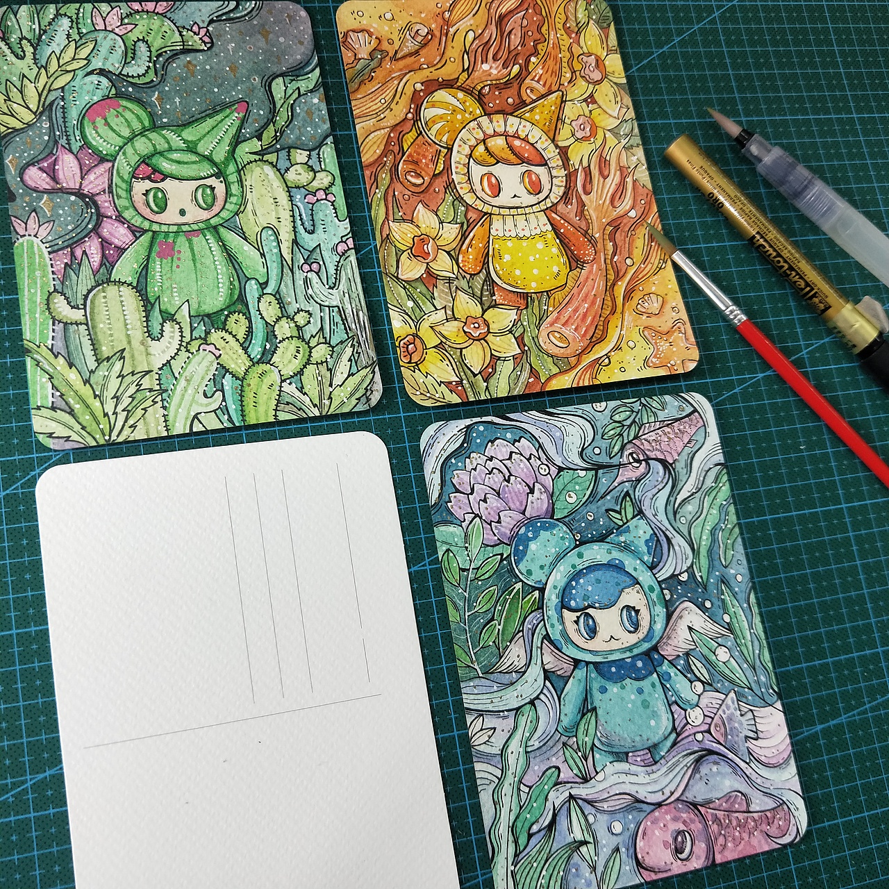 wkong的后花园系列盲盒之手绘明信片