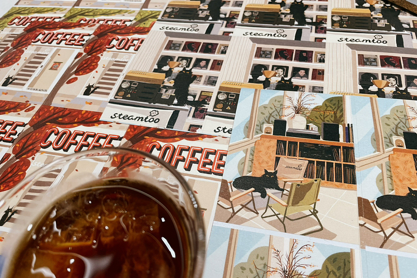 steamtoo 咖啡馆插画