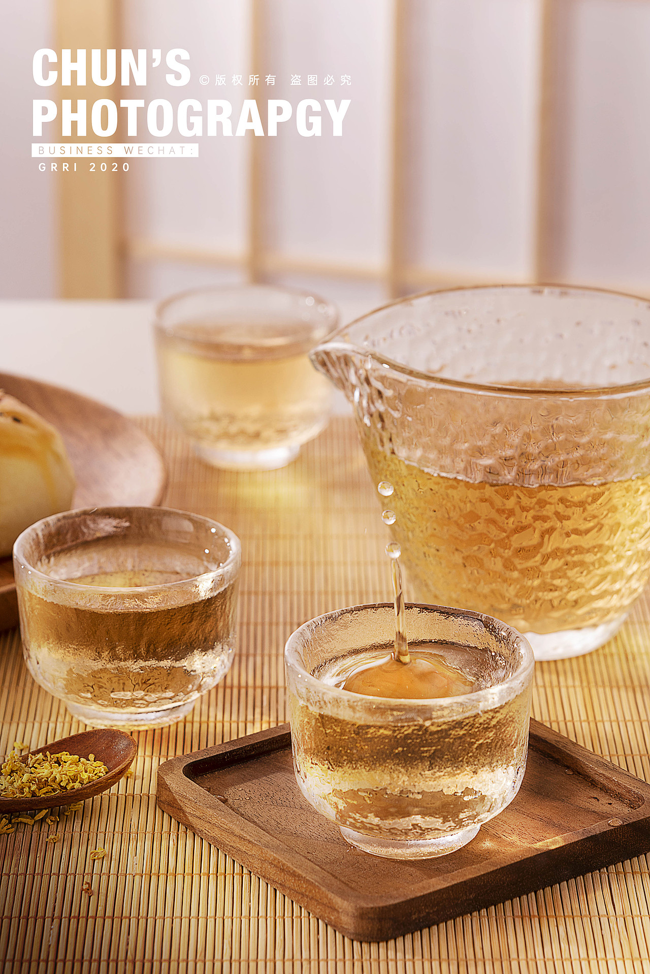 桂花气泡清酒拍摄 |产品摄影-日系复古x万有引力摄影