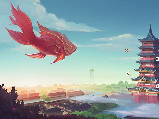 日游锦色——游戏登陆界面场景，美宣