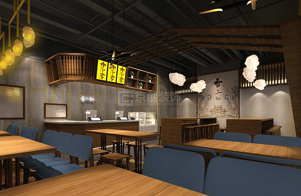 郑州餐饮店装修设计案例-香三仙菌菇锅贴餐饮店效果图(图ZMTUzMTkwOTky) - 家装设计 - 站酷设计师郑州餐饮装修公司原创素材 - 站酷ZCOOL