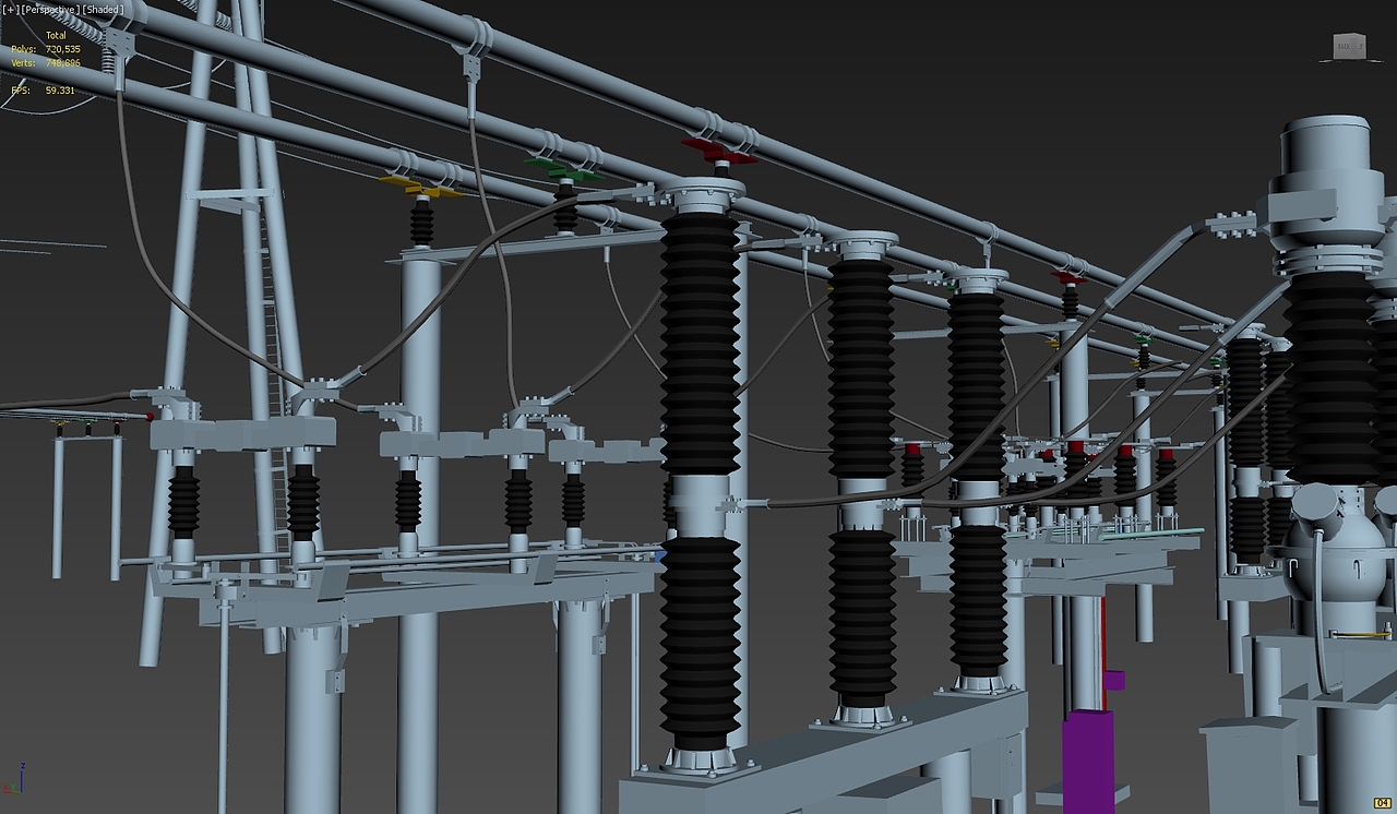 max建模展示 之 变电站三维模型展示