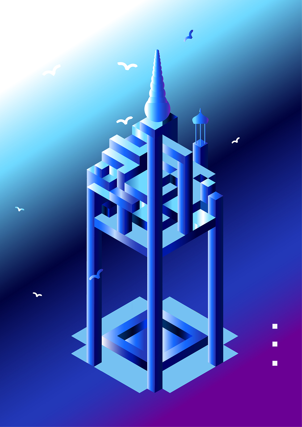 25d视觉错误建筑模型