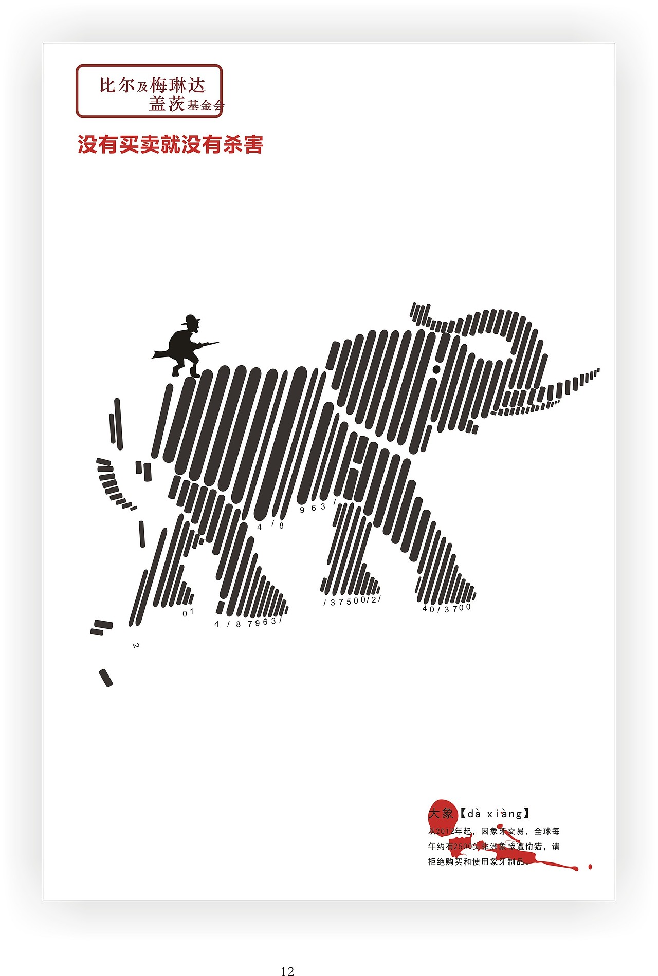 公益海报设计1-条形码象征商业价值,与动物性相结合.