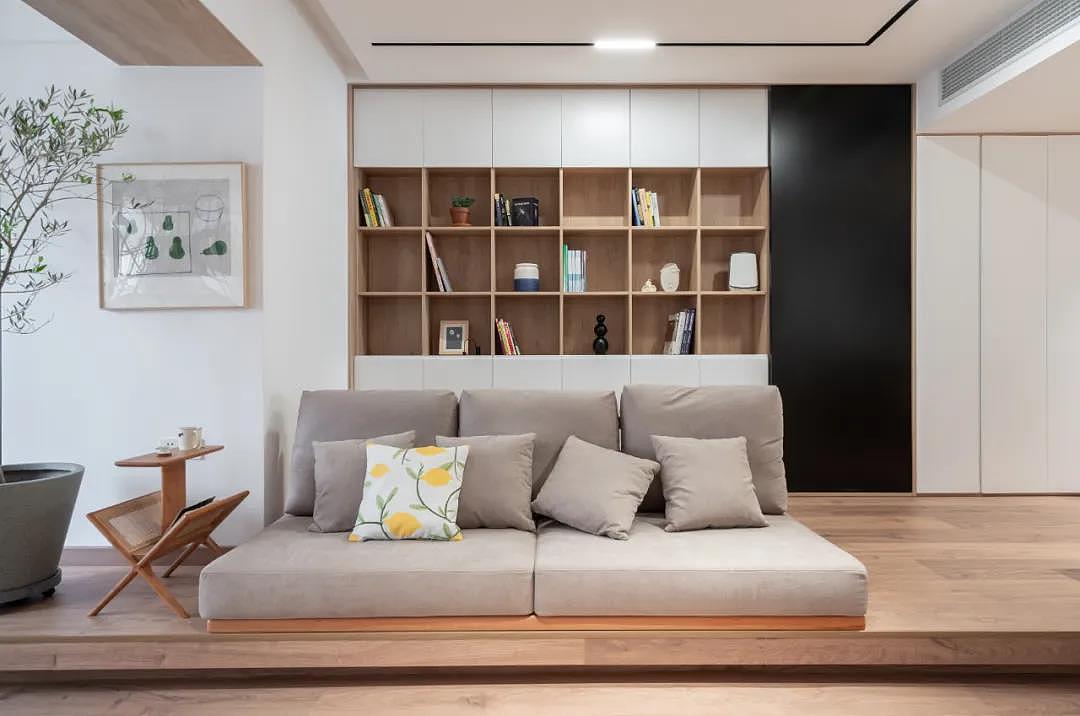 125地台式客厅沙发舒适大气l型玄关柜效果满分