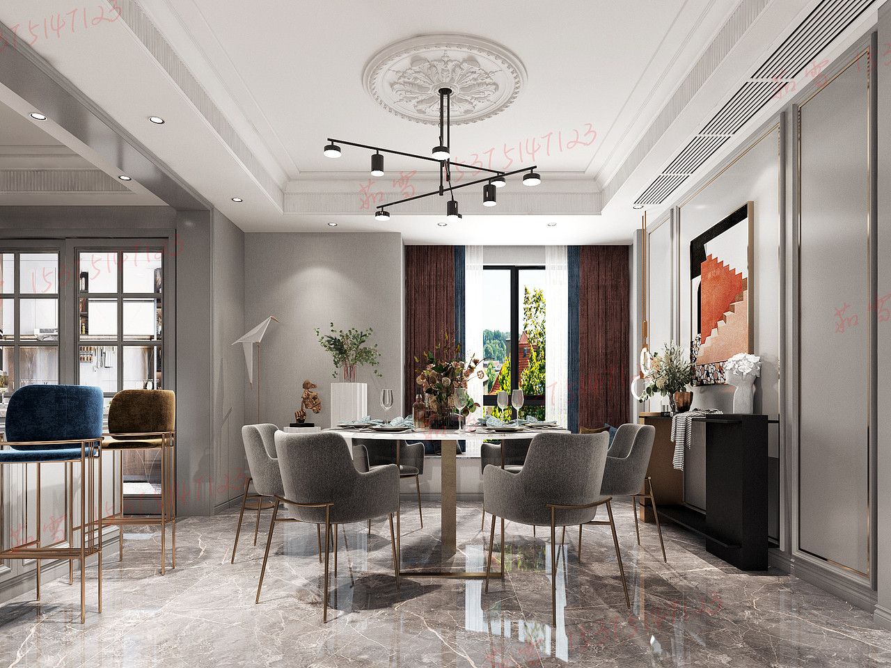 美式轻奢一室两案