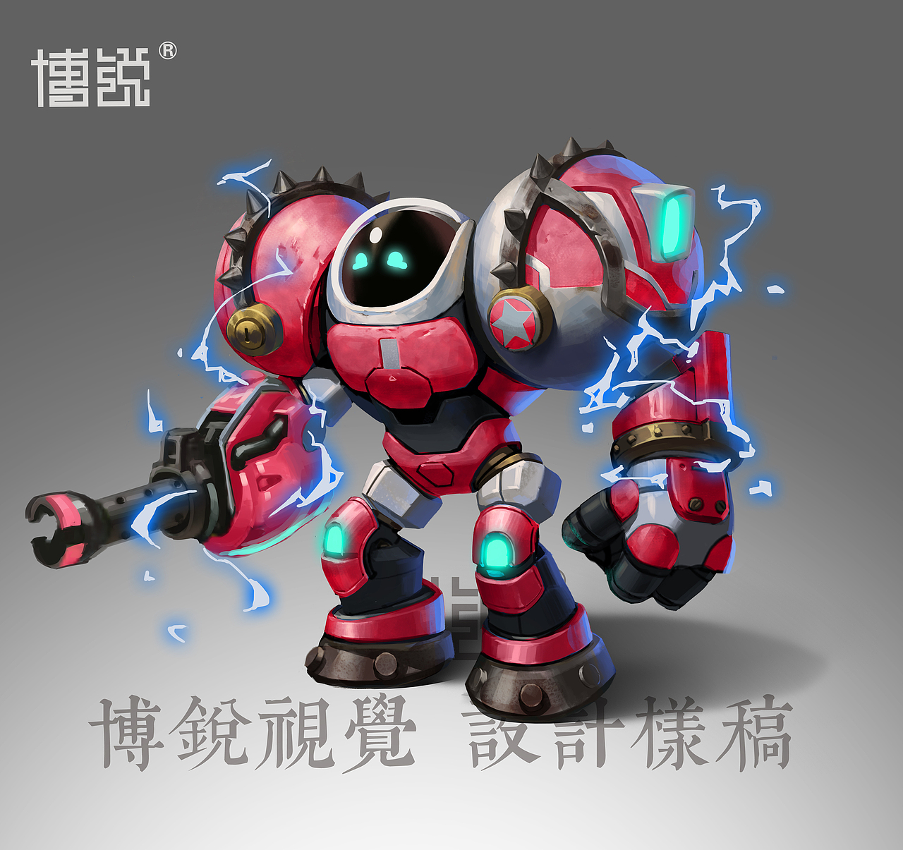 欧美机器人游戏角色手绘插画设计
