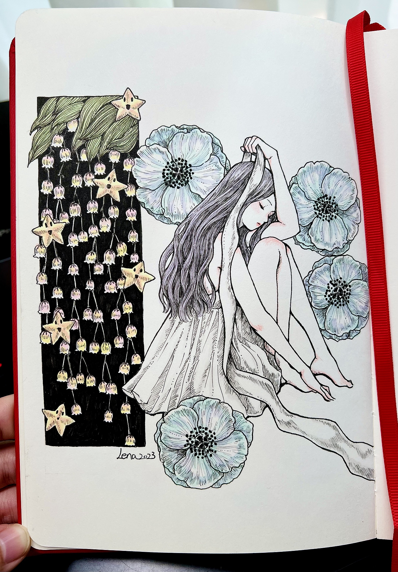 虞美人女孩2 手绘（图ZMzQyNTM0ODYw） - 创作习作 - 站酷设计师lena爱画画原创素材 - 站酷ZCOOL