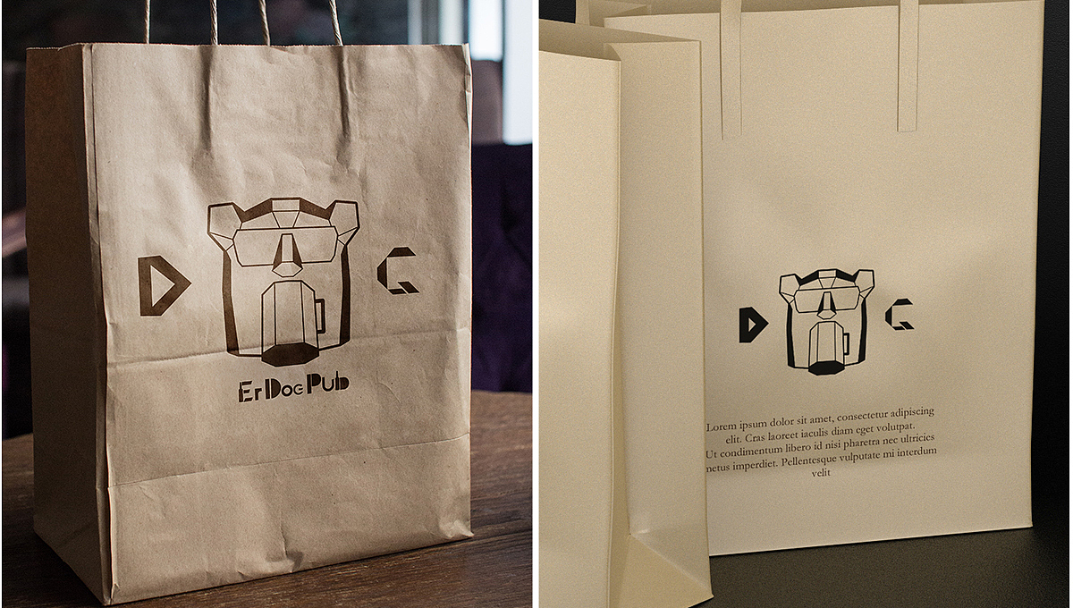 二狗酒馆logo标志标签VI设计